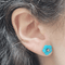 Boucles d'oreilles fleurs en or noir 18k, turquoises et saphirs 58 Facettes TA88PI686