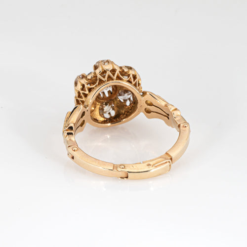 Bague Bague victorienne ancienne en or jaune 14k et diamants 1,50 ct 58 Facettes G13722