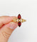 66 Bague marquise antique en or rose 18k, grenat poire et perles 58 Facettes A07643