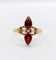66 Bague marquise antique en or rose 18k, grenat poire et perles 58 Facettes A07643