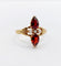 66 Bague marquise antique en or rose 18k, grenat poire et perles 58 Facettes A07643