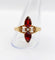 66 Bague marquise antique en or rose 18k, grenat poire et perles 58 Facettes A07643