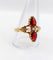 66 Bague marquise antique en or rose 18k, grenat poire et perles 58 Facettes A07643