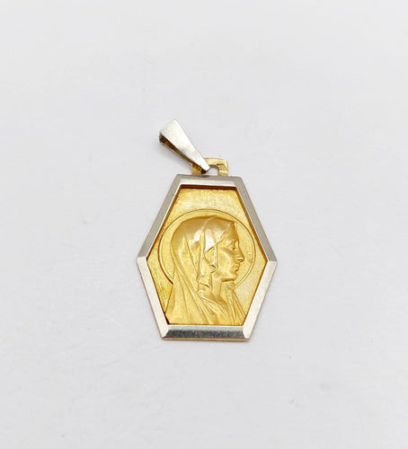 Médaille religieuse Art déco en or 18k Vierge Marie 58 Facettes A07646