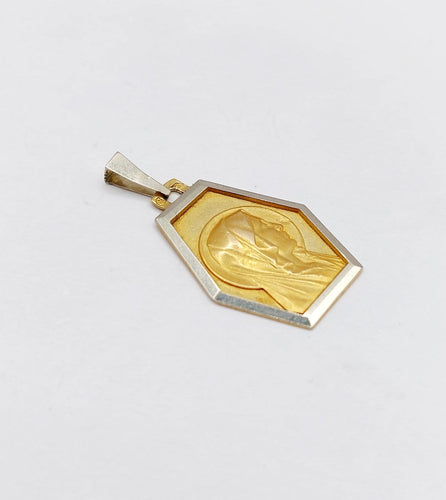Médaille religieuse Art déco en or 18k Vierge Marie 58 Facettes A07646