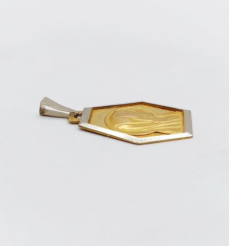 Médaille religieuse Art déco en or 18k Vierge Marie 58 Facettes A07646