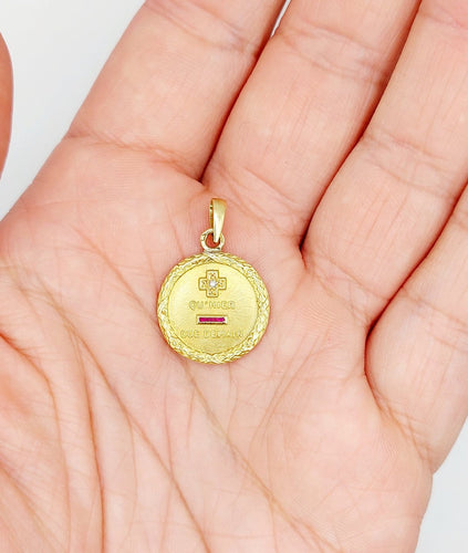 Augis - Pendentif médaille d'amour en or 18k, diamant et rubis 58 Facettes A07650