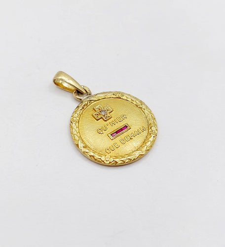 Augis - Pendentif médaille d'amour en or 18k, diamant et rubis 58 Facettes A07650
