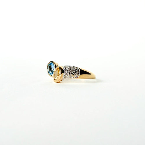 58 Toi & Moi - Bague en or jaune, citrine, aigue-marine et diamants 58 Facettes
