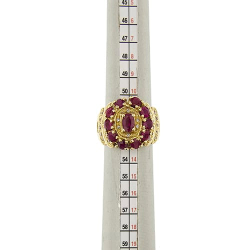53 Bague bandeau en or jaune avec rubis et diamants 58 Facettes 41527