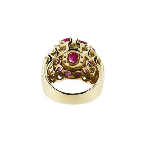 53 Bague bandeau en or jaune avec rubis et diamants 58 Facettes 41527