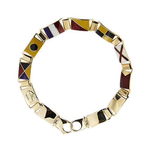 Arcadia - Bracelet drapeaux nautiques émaillés en or jaune 58 Facettes 42447