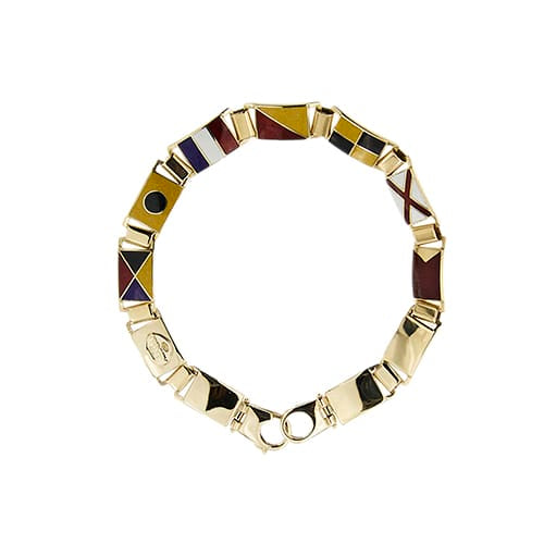Arcadia - Bracelet drapeaux nautiques émaillés en or jaune 58 Facettes 42447