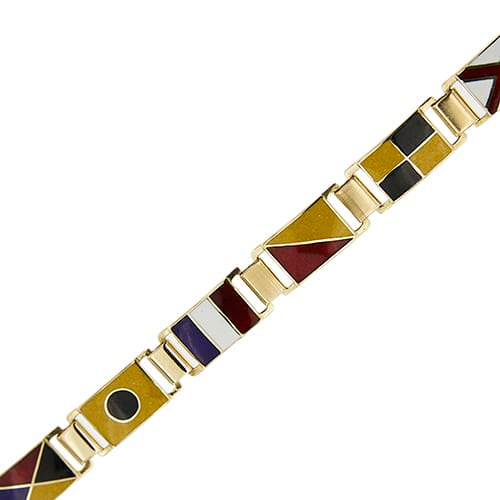 Arcadia - Bracelet drapeaux nautiques émaillés en or jaune 58 Facettes 42447