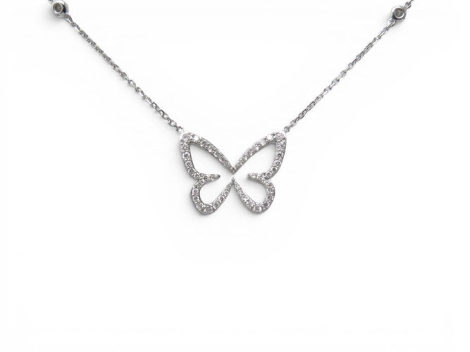 Messika Butterfly PM - Collier en or blanc et diamants 0,58 ct 58 Facettes 276120