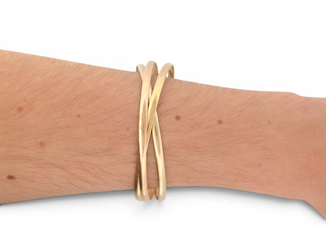 Bracelet jonc 3 anneaux en ors blanc, jaune et rose 18k 58 Facettes 276091