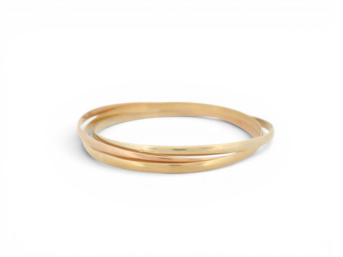 Bracelet jonc 3 anneaux en ors blanc, jaune et rose 18k 58 Facettes 276091