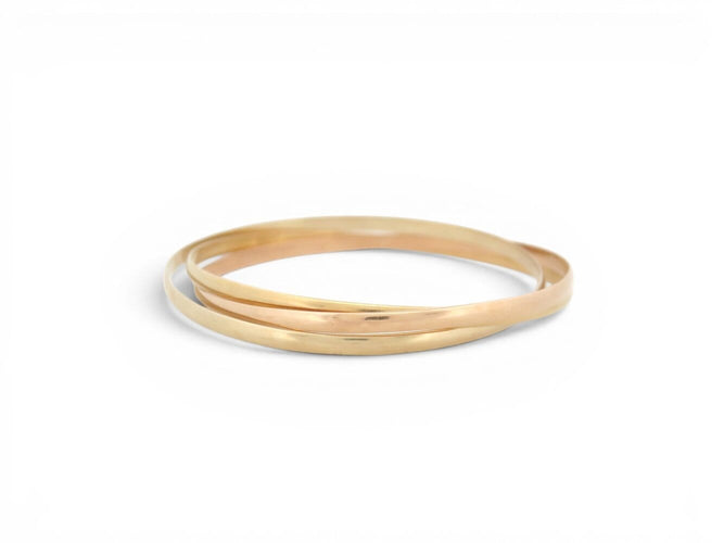 Bracelet jonc 3 anneaux en ors blanc, jaune et rose 18k 58 Facettes 276091