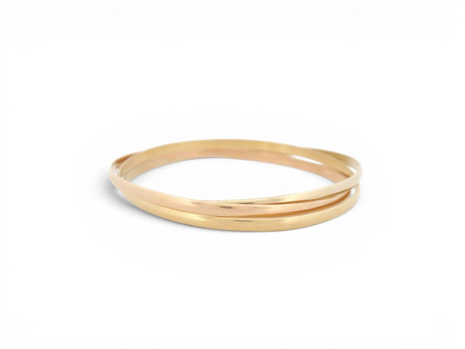 Bracelet jonc 3 anneaux en ors blanc, jaune et rose 18k 58 Facettes 276091