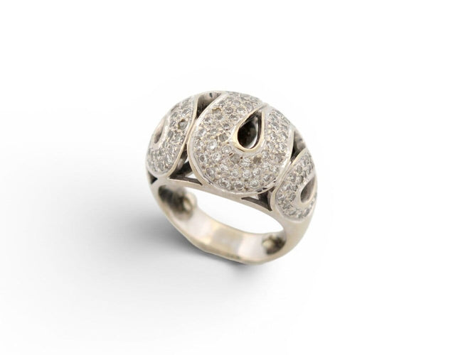 48 Bague dôme serpent en or blanc 18k et 130 diamants 58 Facettes 276024