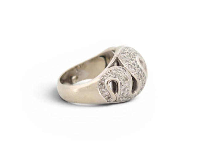48 Bague dôme serpent en or blanc 18k et 130 diamants 58 Facettes 276024