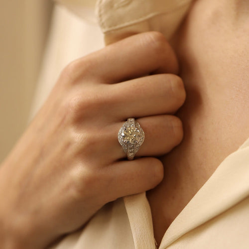 54 Solitaire - Bague en or gris 18k et diamants 58 Facettes FB11558-FB09897
