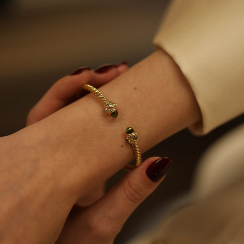 David Yurman Renaissance Cable Spira - Bracelet en or jaune 18k et cabochons 58 Facettes FB11564