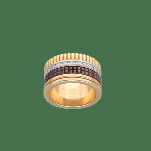 51 Boucheron Quatre Large - Bague en or jaune et diamants 58 Facettes FB11648