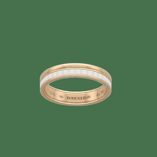 51 Boucheron Quatre - Bague en or rose 18k et céramique blanche 58 Facettes FB11649