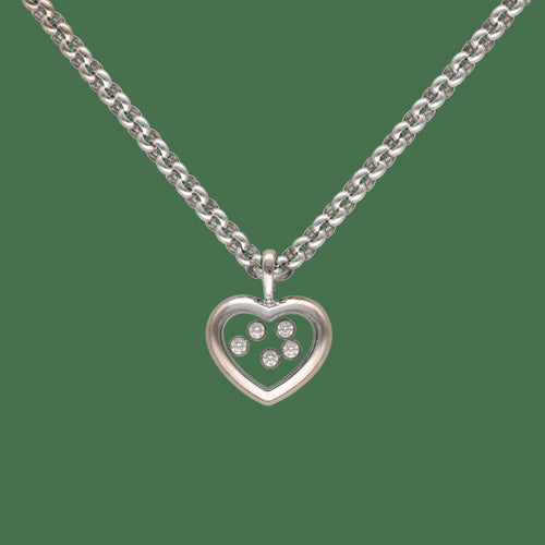 Chopard Happy Diamonds - Collier pendentif cœur en or gris 18k et diamants 58 Facettes FB11639