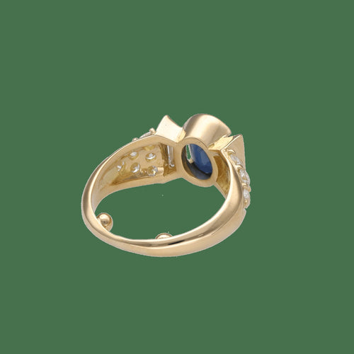 51 Bague en or jaune 18k avec saphir et diamants 58 Facettes FB11629