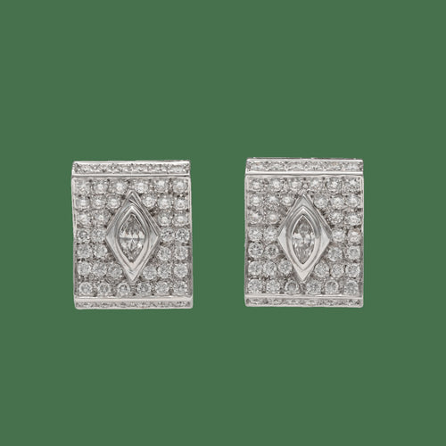 Boucles d'oreilles en or gris 18k et diamants 3,50 cts 58 Facettes FB11653