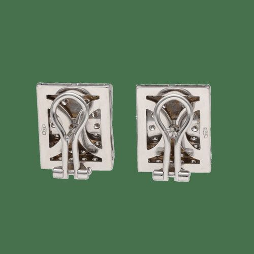 Boucles d'oreilles en or gris 18k et diamants 3,50 cts 58 Facettes FB11653