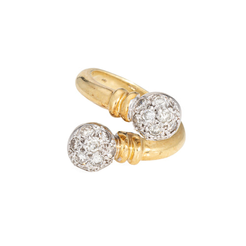 Bague 57 Bague bypass double orbe en or jaune 18 carats et diamants 58 Facettes G14009
