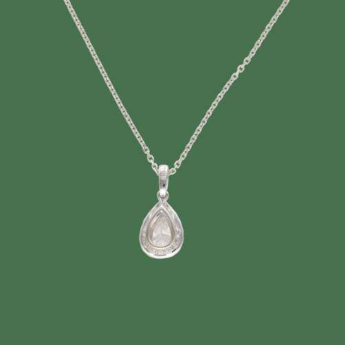 Chaîne pendentif en or gris 18k, diamant poire et diamants 58 Facettes FB11556-FB11666