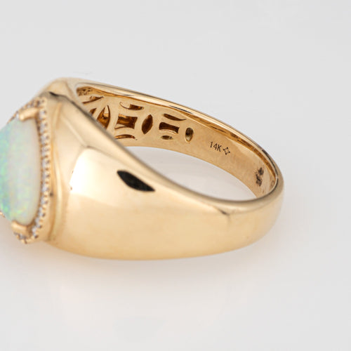 Bague 54 Bague cœur opale et diamants en or jaune 14k 58 Facettes G14054