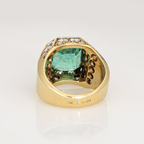 Bague 49 Bague vintage années 1980 émeraude colombienne et diamants en or jaune 18k 58 Facettes G14081
