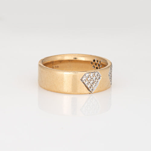 Bague 59 Bague ajourée vintage en or jaune 14 carats et diamants 58 Facettes G14090