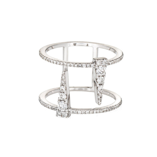 Bague 51 Bague icicle - Bague en or blanc 18 carats et diamants 58 Facettes G13620
