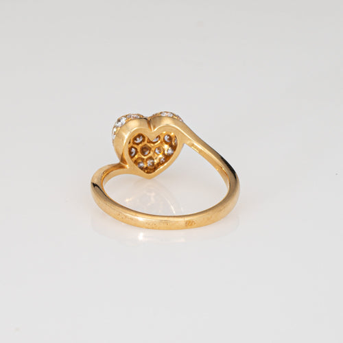 Bague 50 Cartier - Bague cœur pavée de diamants en or jaune 18k 58 Facettes G14115