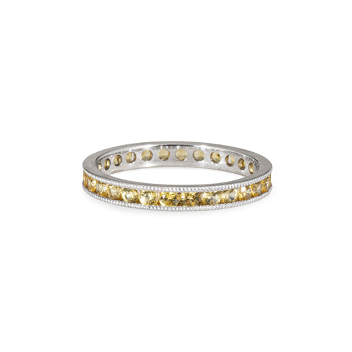 Bague 56 Bague alliance éternité en or blanc 18 carats et saphirs jaunes 58 Facettes G14143