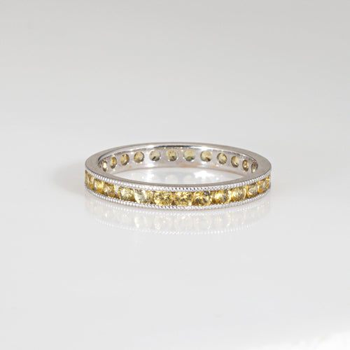 Bague 56 Bague alliance éternité en or blanc 18 carats et saphirs jaunes 58 Facettes G14143
