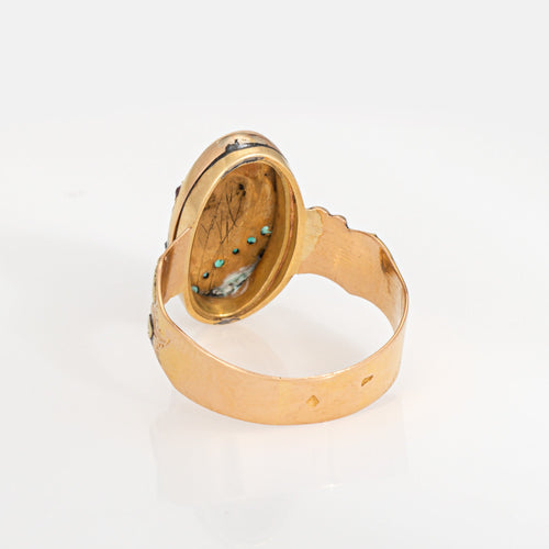 Bague 56 Belle Époque - Bague ancienne en or jaune 18 carats, diamants, rubis et émeraudes 58 Facettes G14137