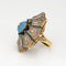 Bague 56 Bague cocktail vintage en or jaune 14k émail bleu, taille 56 (FR) 58 Facettes G14147