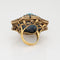 Bague 56 Bague cocktail vintage en or jaune 14k émail bleu, taille 56 (FR) 58 Facettes G14147