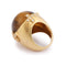 Bague 53 C. Escher - Bague cocktail cabochon œil de tigre en or jaune et diamants 58 Facettes B384