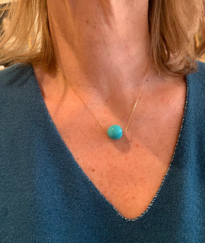 Collier Collier turquoise 14 mm en or jaune 18 carats 58 Facettes C117