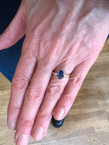 Bague 54 Bague saphir et diamants en or jaune 18 carats 58 Facettes BSA97