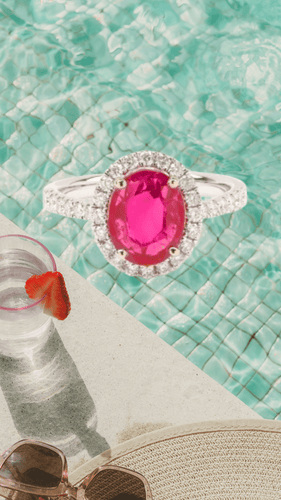 Bague 53 Bague rubis de Birmanie 1,80 ct et diamants en or gris 18 carats 58 Facettes BRU52