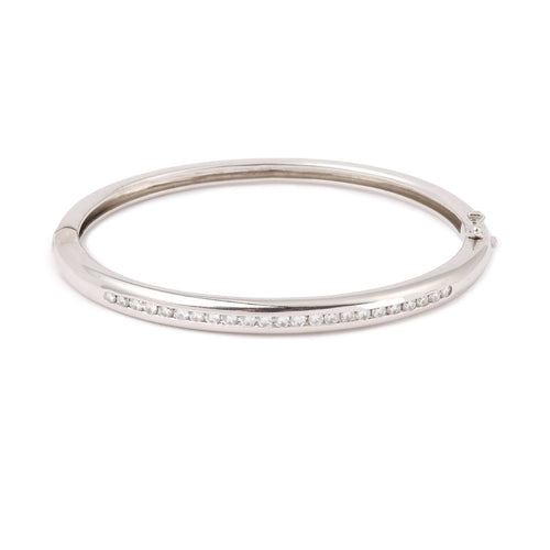 Bracelet Bracelet jonc - 23 diamants en or gris 18 carats 58 Facettes BRA108